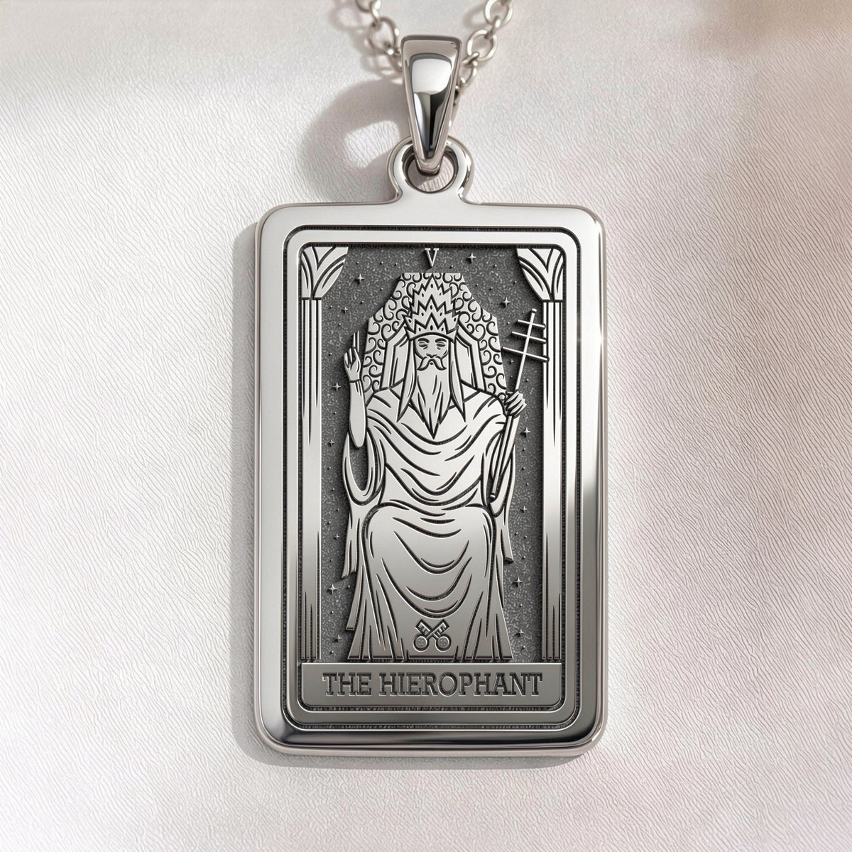 Hierophant Tarot Necklace | Silver, Gold Plated & Rose Plated Options - Spiritual Wisdom Jewelry