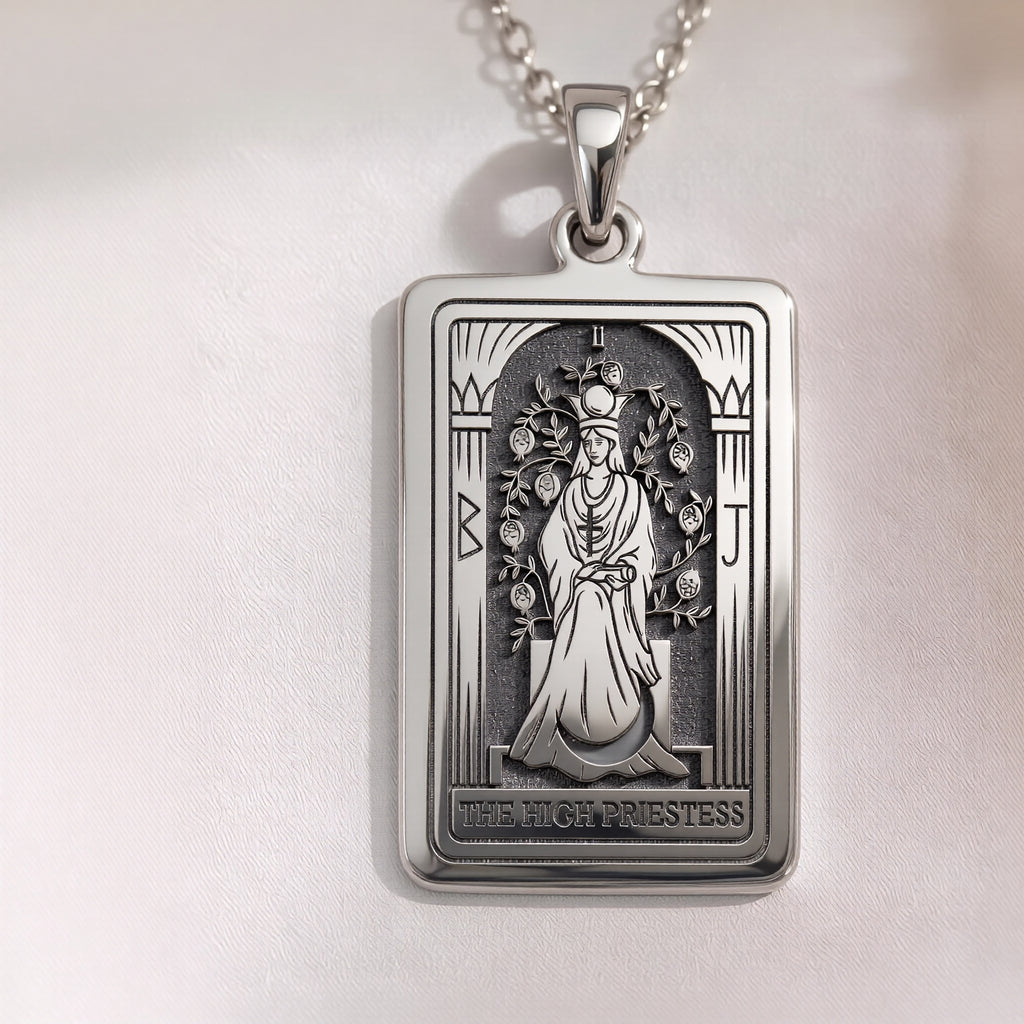 High Priestess Tarot Necklace | Silver, Gold Plated & Rose Plated Options - Intuition Jewelry