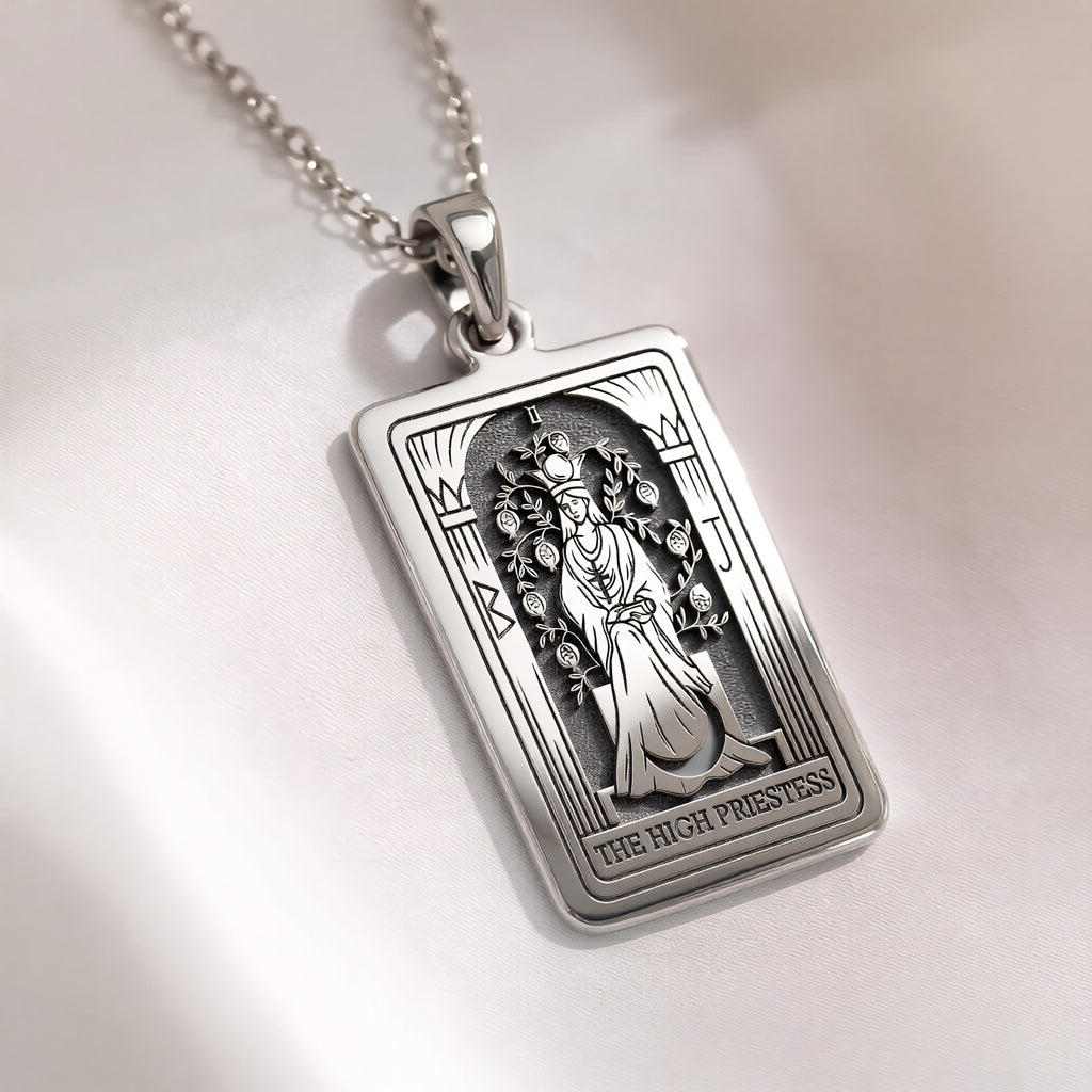 High Priestess Tarot Necklace | Silver, Gold Plated & Rose Plated Options - Intuition Jewelry