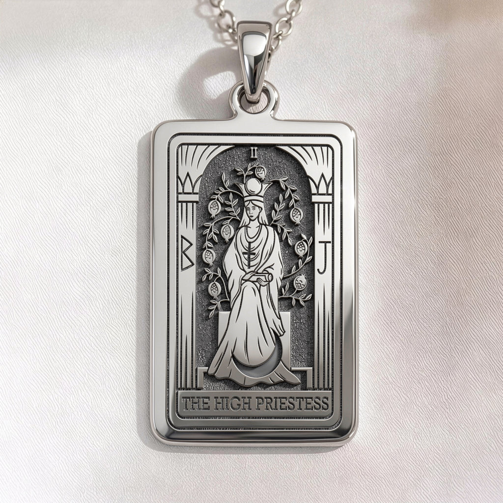 High Priestess Tarot Necklace | Silver, Gold Plated & Rose Plated Options - Intuition Jewelry