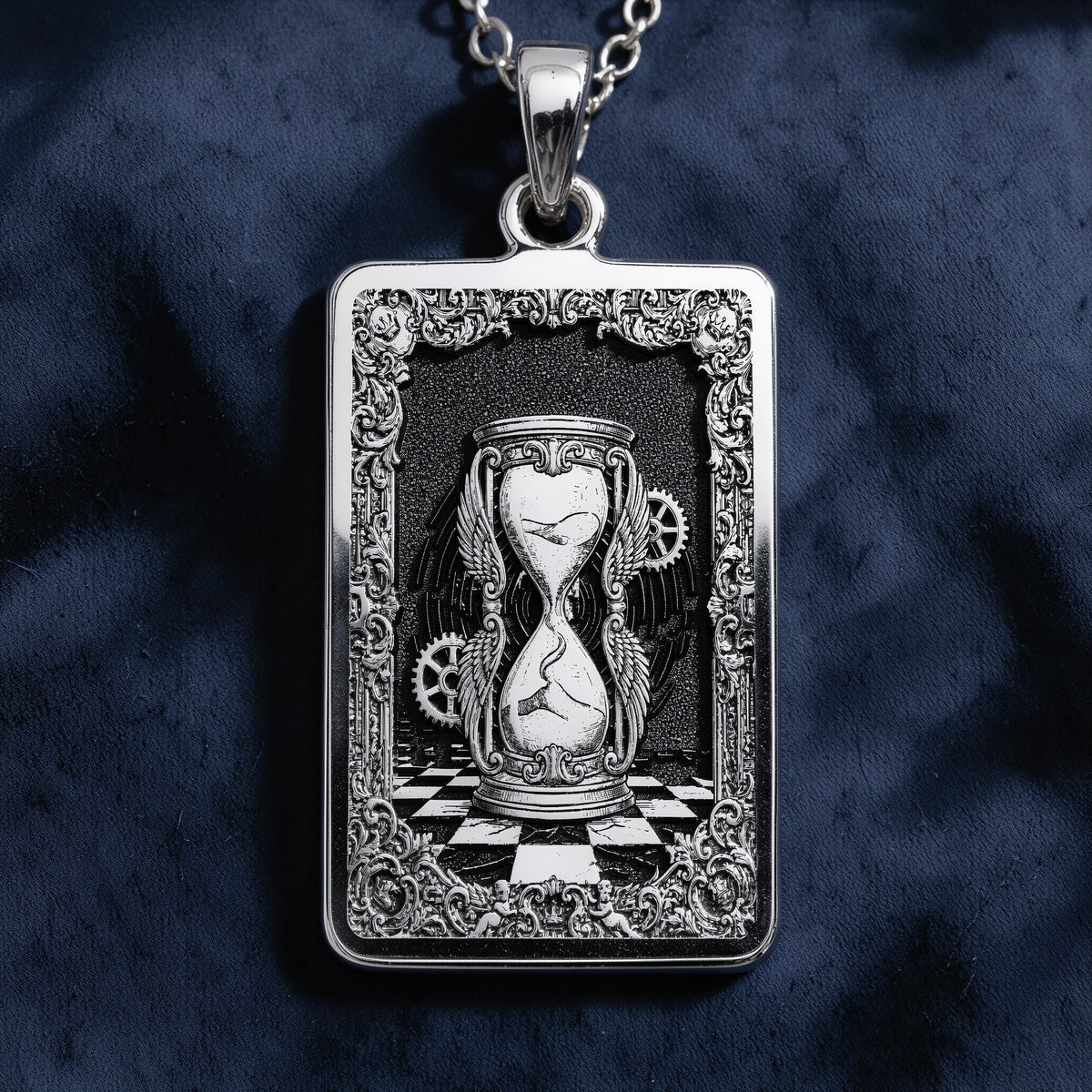 Hourglass Sands of Time Necklace - 925 Sterling Silver