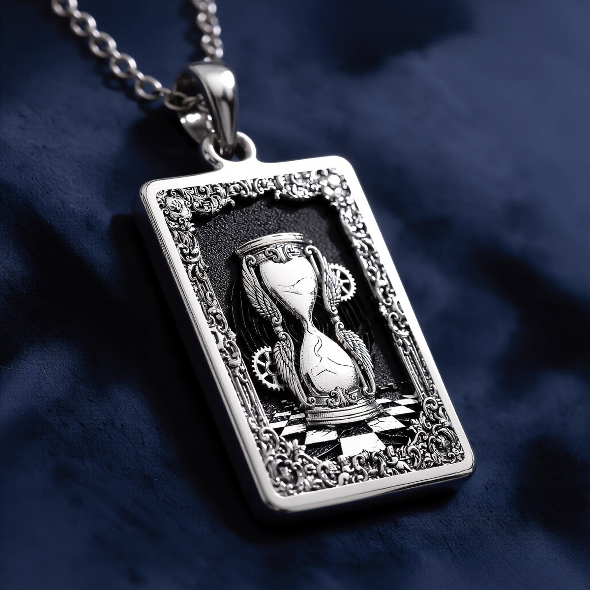 Hourglass Sands of Time Necklace - 925 Sterling Silver