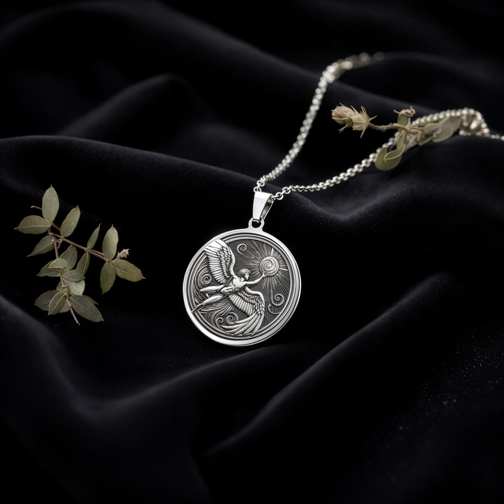 Icarus Medallion Necklace | Silver & Plated Options - Ancient Mythology Protection Talisman
