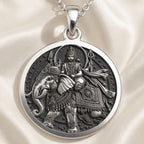 925 925 Sterling Silver Indra God Vajra Thunderbolt Pendant Necklaces Oxidized silver pendant featuring a Hindu deity riding an elephant design necklace