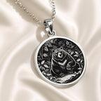 Jungle Bear Spirit Animal Pendant Necklaces 925 925 Sterling Silver bear surrounded by foliage circular pendant necklace