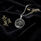 Jungle Bear Spirit Animal Pendant Necklaces 925 925 Sterling Silver metal pendant featuring an engraved bear surrounded by foliage necklace