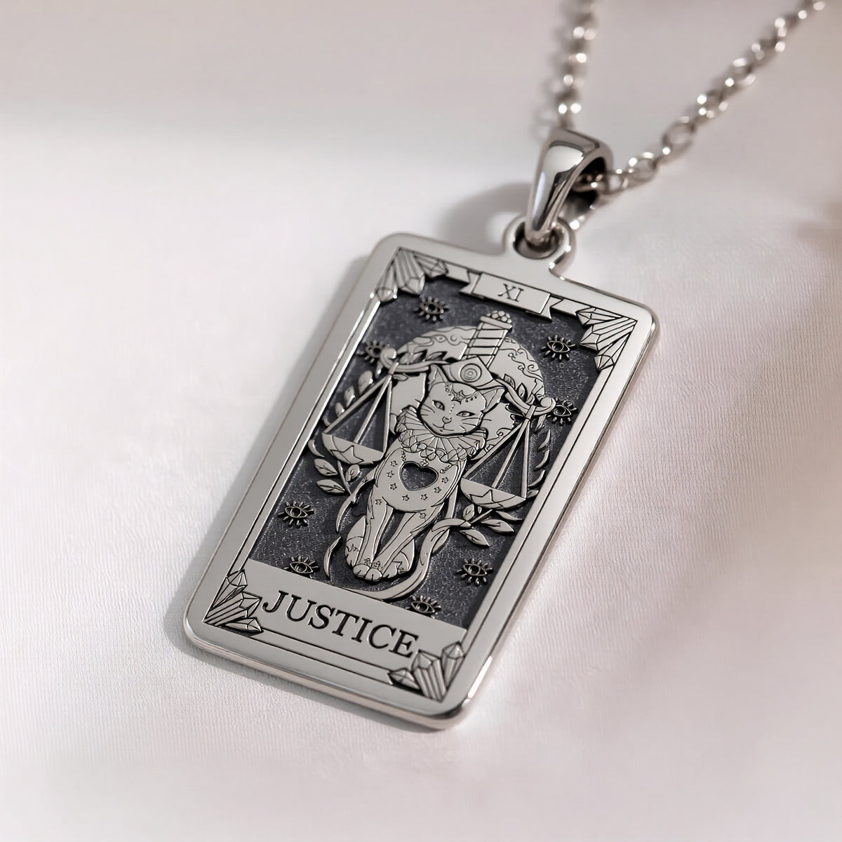Justice Tarot Arcana Necklace | Silver & Plated Options - Occult Protection Talisman