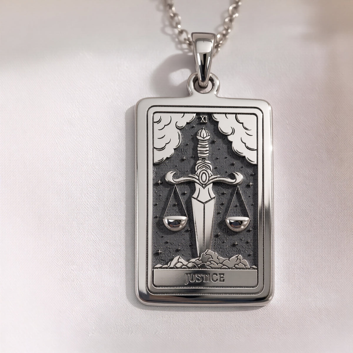 Justice Tarot Major Arcana Pendant | Silver & Plated Options - Occult Talisman Spiritual Protection