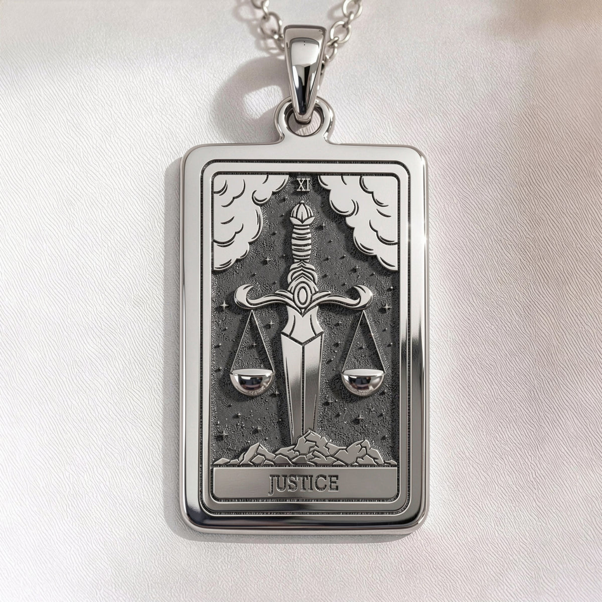 Justice Tarot Major Arcana Pendant | Silver & Plated Options - Occult Talisman Spiritual Protection