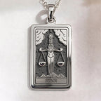 Justice Tarot Major Arcana Pendant | Silver & Plated Options - Occult Talisman Spiritual Protection