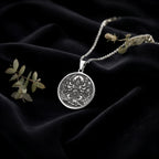 Kali Ma Goddess Skull Garland Pendant Necklaces 925 925 Sterling Silver metal pendant with intricate circular relief design necklace