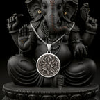 Kali Ma Divine Feminine Pendant Necklaces 925 925 Sterling Silver round pendant necklace featuring an intricate mythological scene on a dark background.