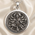 925 925 Sterling Silver Kali Ma Divine Feminine Pendant Necklaces Oxidized silver pendant necklace featuring a fierce deity figure surrounded by skulls.