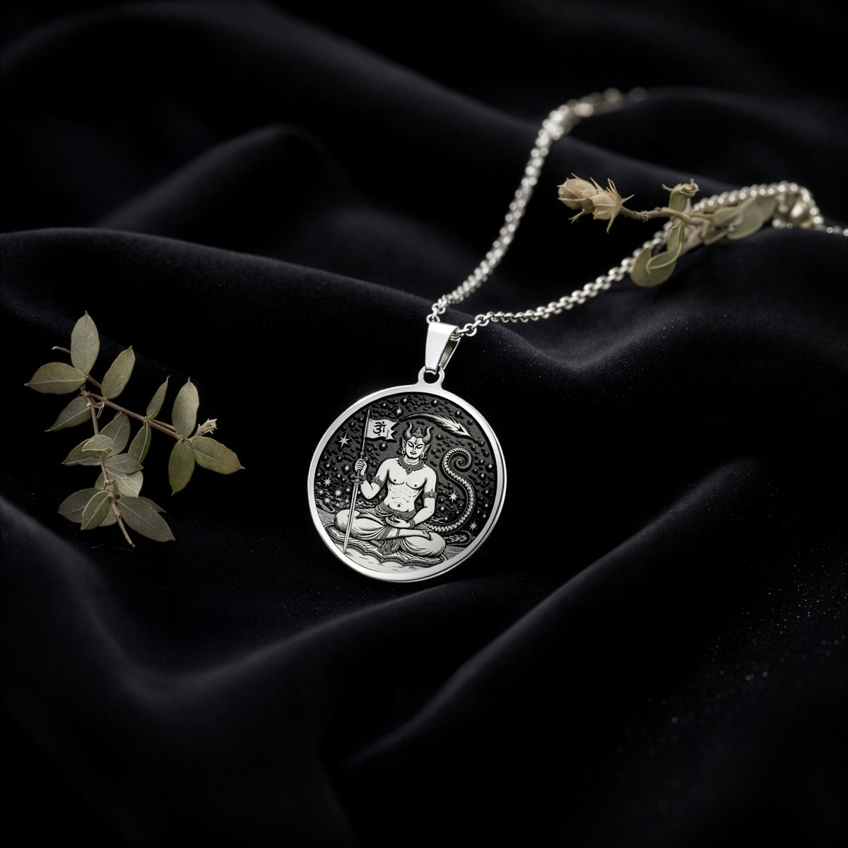 Ketu Vedic Lunar Node Astrological Pendant — Solid 925 Sterling Silver studio finish view