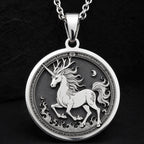 Qilin Mythologischer Talisman-Halskette | Silber & Vergoldete Optionen - Alter chinesischer Schutz-Amulett