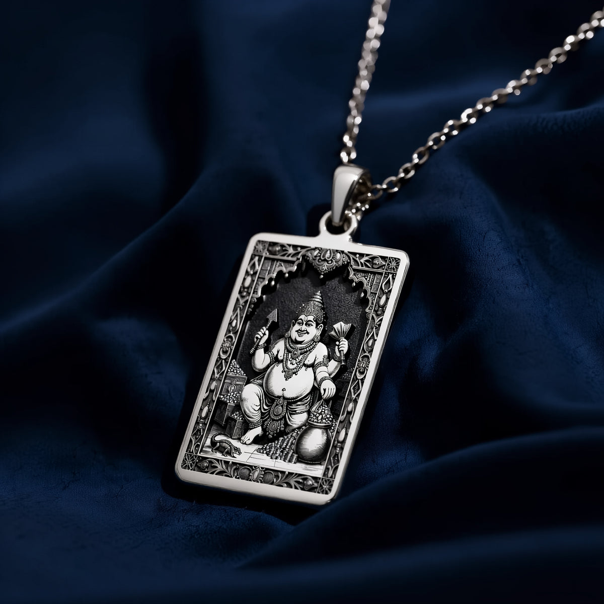 925 sterling silver Kubera God of Wealth Pendant pendant featuring a detailed design.