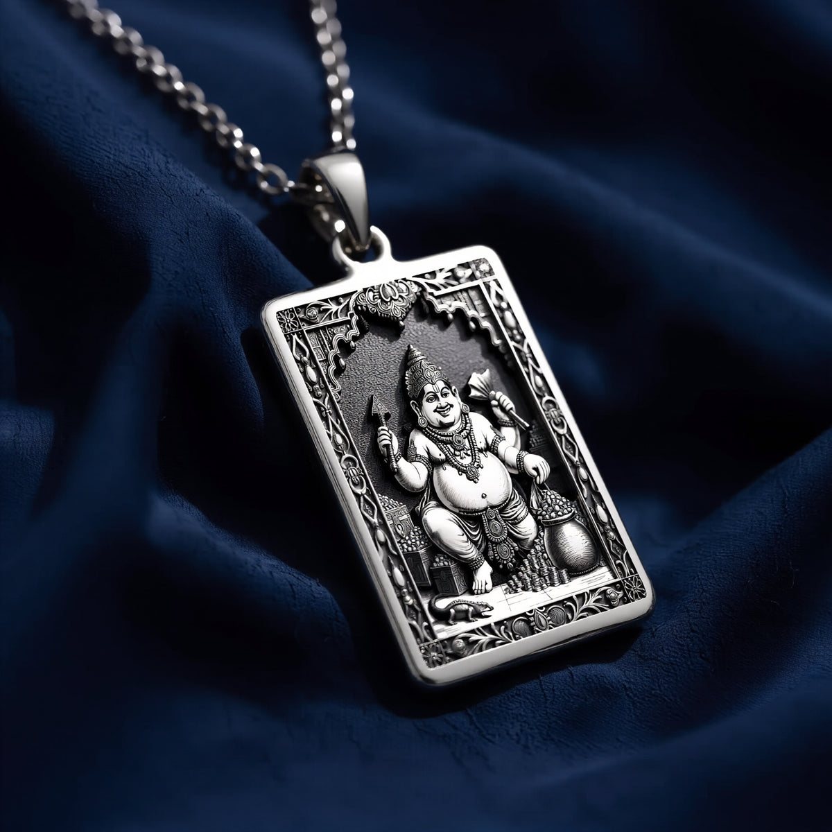 925 sterling silver Kubera God of Wealth Pendant pendant featuring a detailed design.