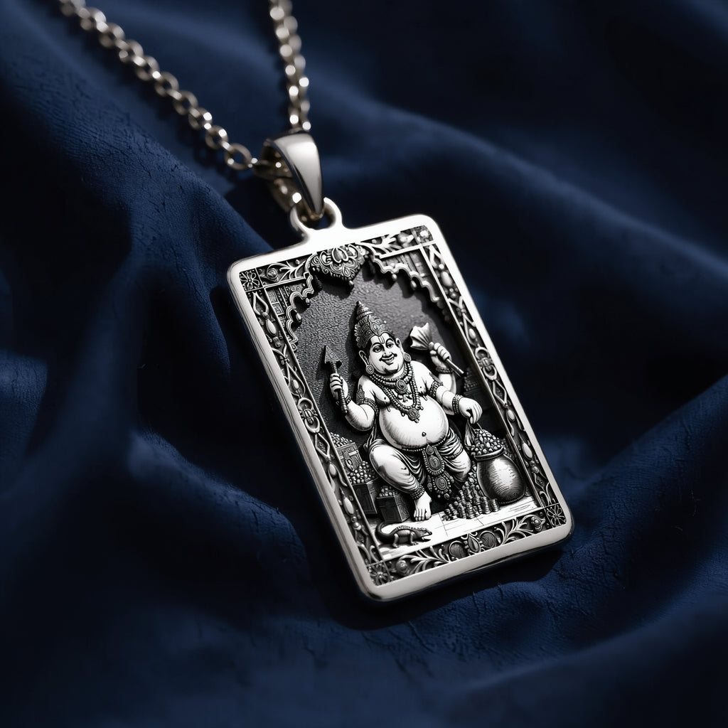 925 sterling silver Kubera God of Wealth Pendant pendant featuring a detailed design.