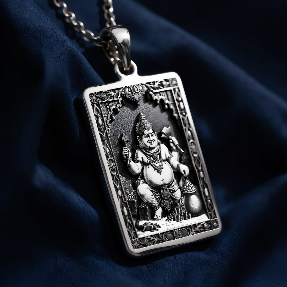 Kubera God of Wealth Pendant - 925 Sterling Silver