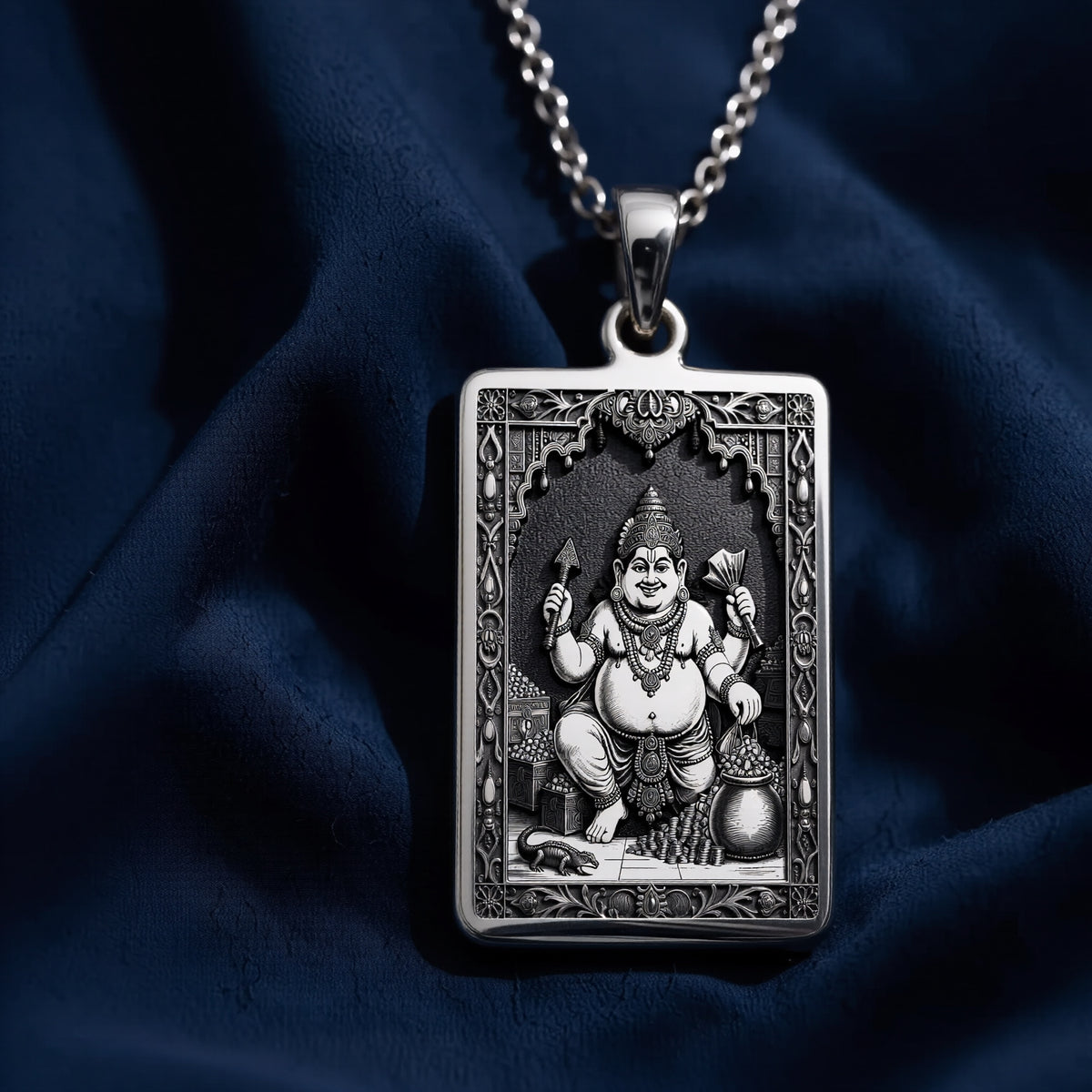925 sterling silver Kubera God of Wealth Pendant pendant featuring a detailed design.