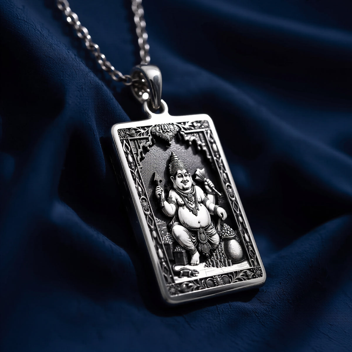 925 sterling silver Kubera God of Wealth Pendant pendant featuring a detailed design.