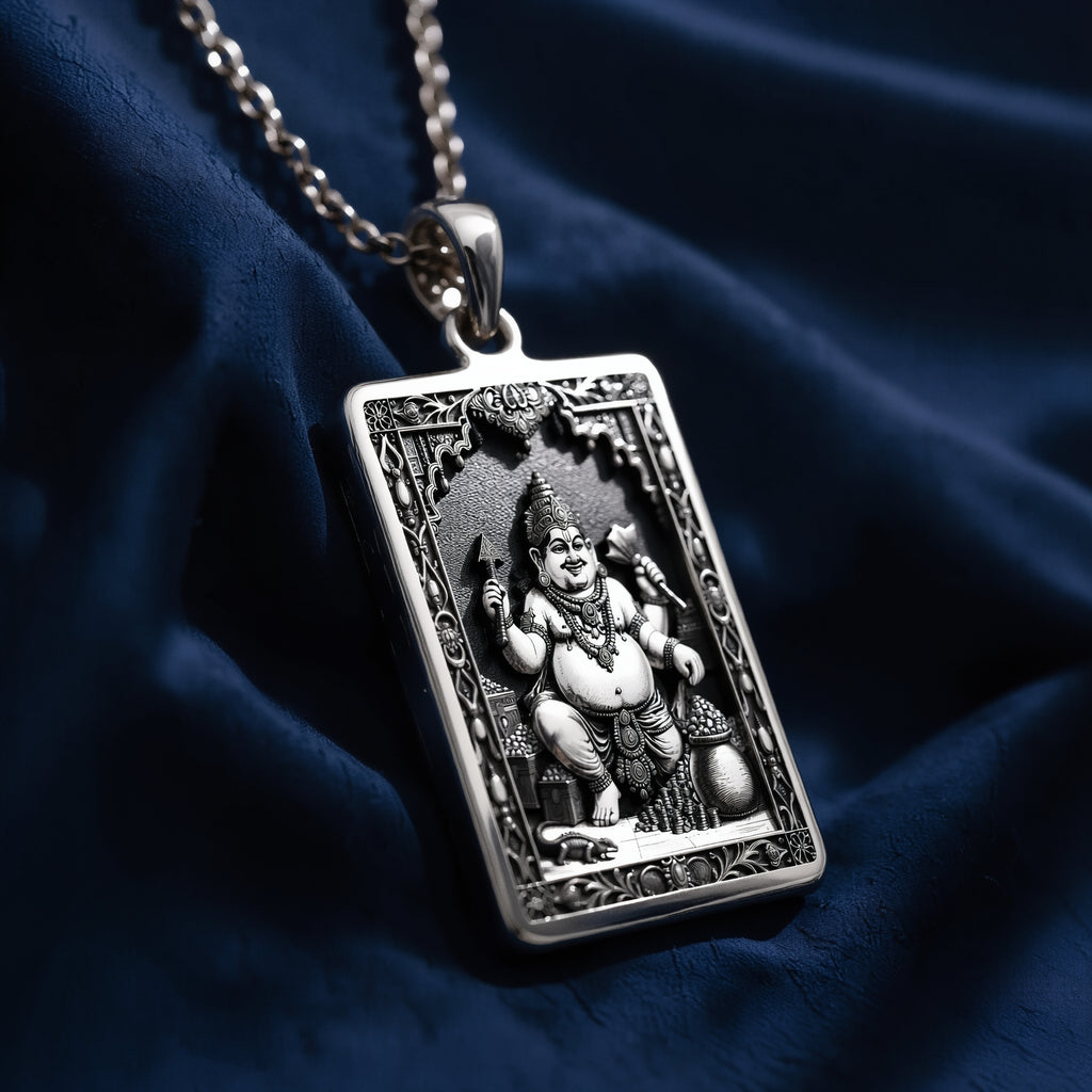 925 sterling silver Kubera God of Wealth Pendant pendant featuring a detailed design.