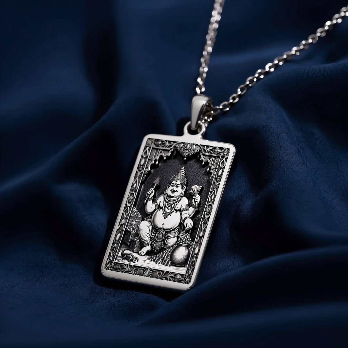 925 sterling silver Kubera God of Wealth Pendant pendant featuring a detailed design.