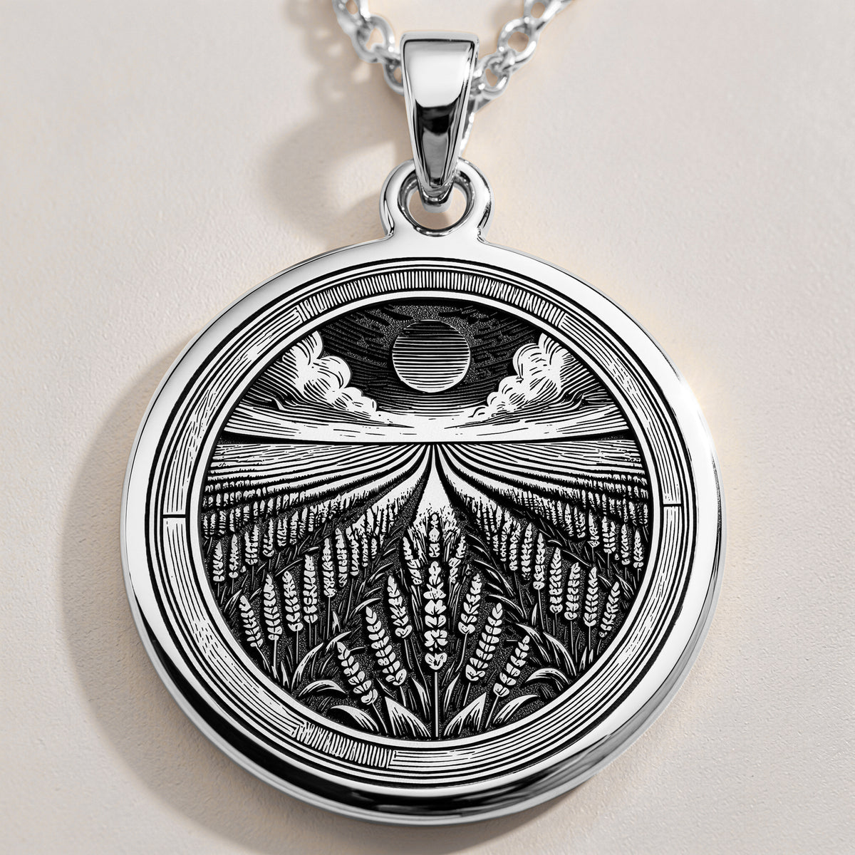 925 sterling silver Lavender Field pendant, detailed view 11.
