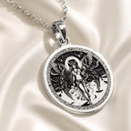 Lilith Rebel Goddess Coin Pendant Necklaces 925 925 Sterling Silver winged female figure pendant necklace with celestial design