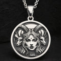 Lilith Goddess Necklace Necklaces Silver face with horns pendant necklace