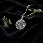Leo Zodiac Sign Necklace Necklaces 925 925 Sterling Silver round pendant featuring a mythological figure design on a delicate chain.