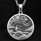 Leo Zodiac Sign Necklace Necklaces 925 925 Sterling Silver lion and female figure pendant necklace with celestial design