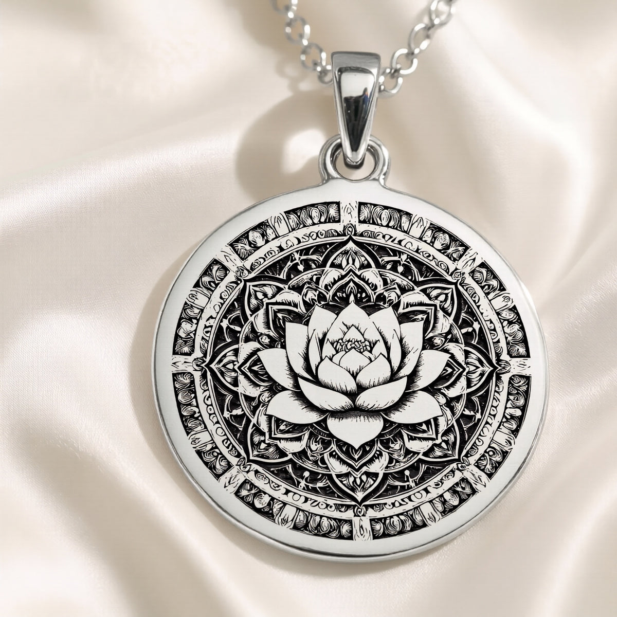 Lotus Mandala Necklace: Silver Sacred Geometry Pendant