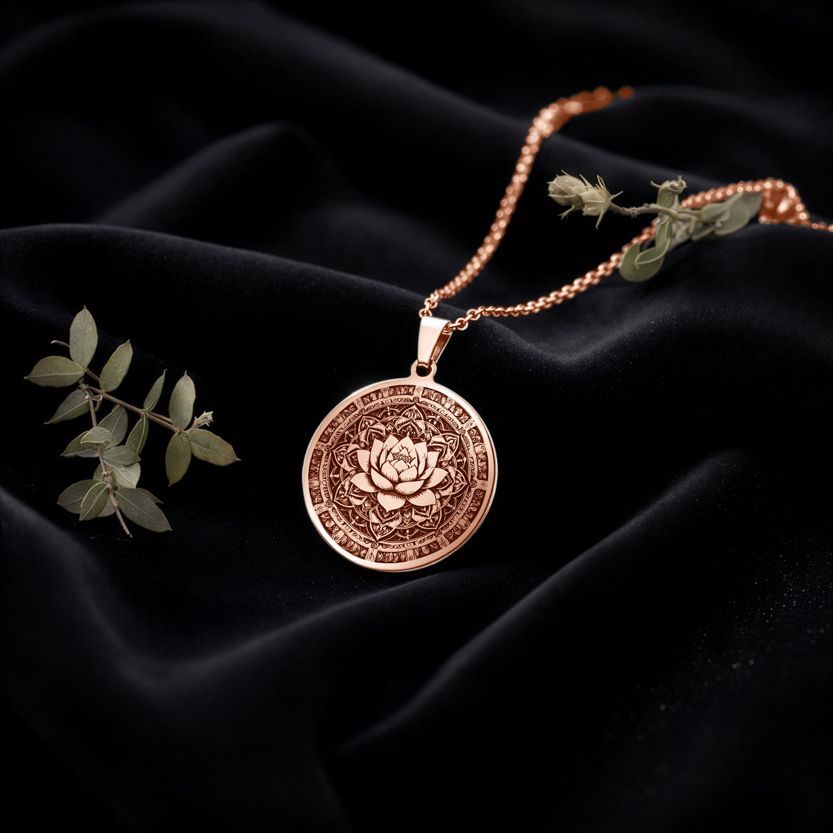 Lotus Mandala Necklace: Rose Gold Sacred Geometry Pendant