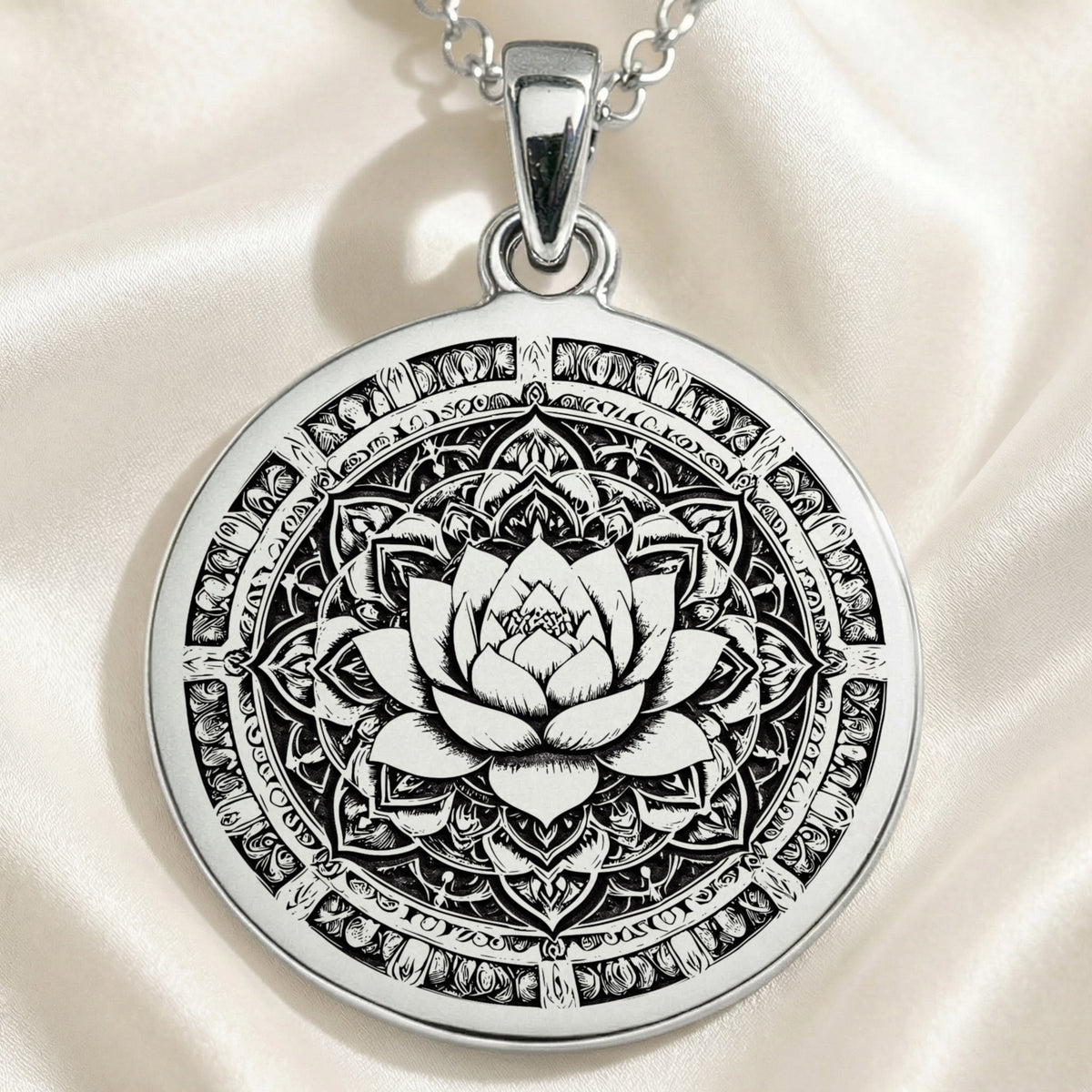 Lotus Mandala Necklace: Silver Sacred Geometry Pendant