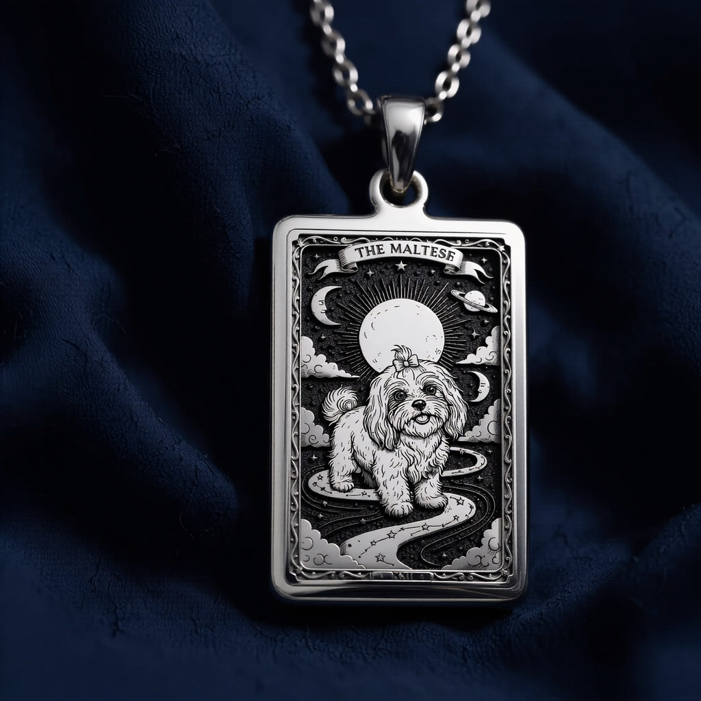 925 sterling silver Custom Maltese Dog Mom Charm Necklace pendant featuring a detailed design.