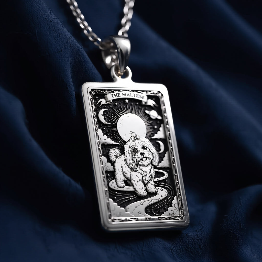 925 sterling silver Custom Maltese Dog Mom Charm Necklace pendant featuring a detailed design.