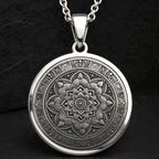 Mandala Art Medallion Necklace Necklaces 925 925 Sterling Silver round pendant with detailed floral mandala design necklace