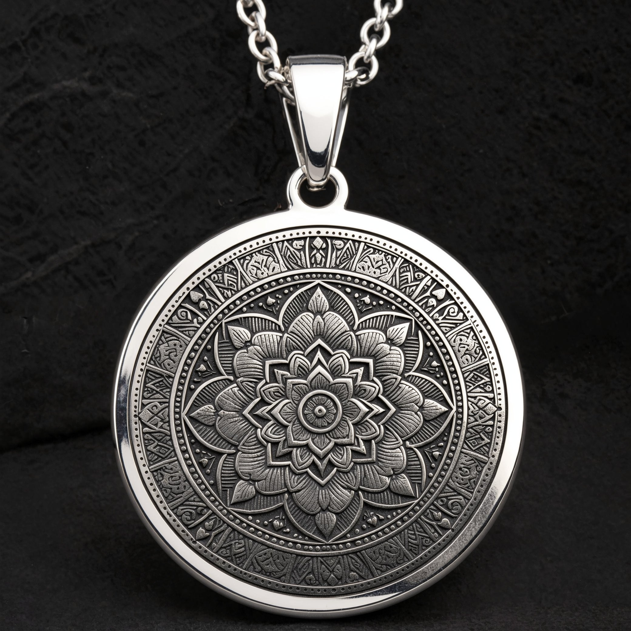 Mandala Art Medallion Necklace | Silver & Plated Options - Spiritual Protection Cosmic Energy