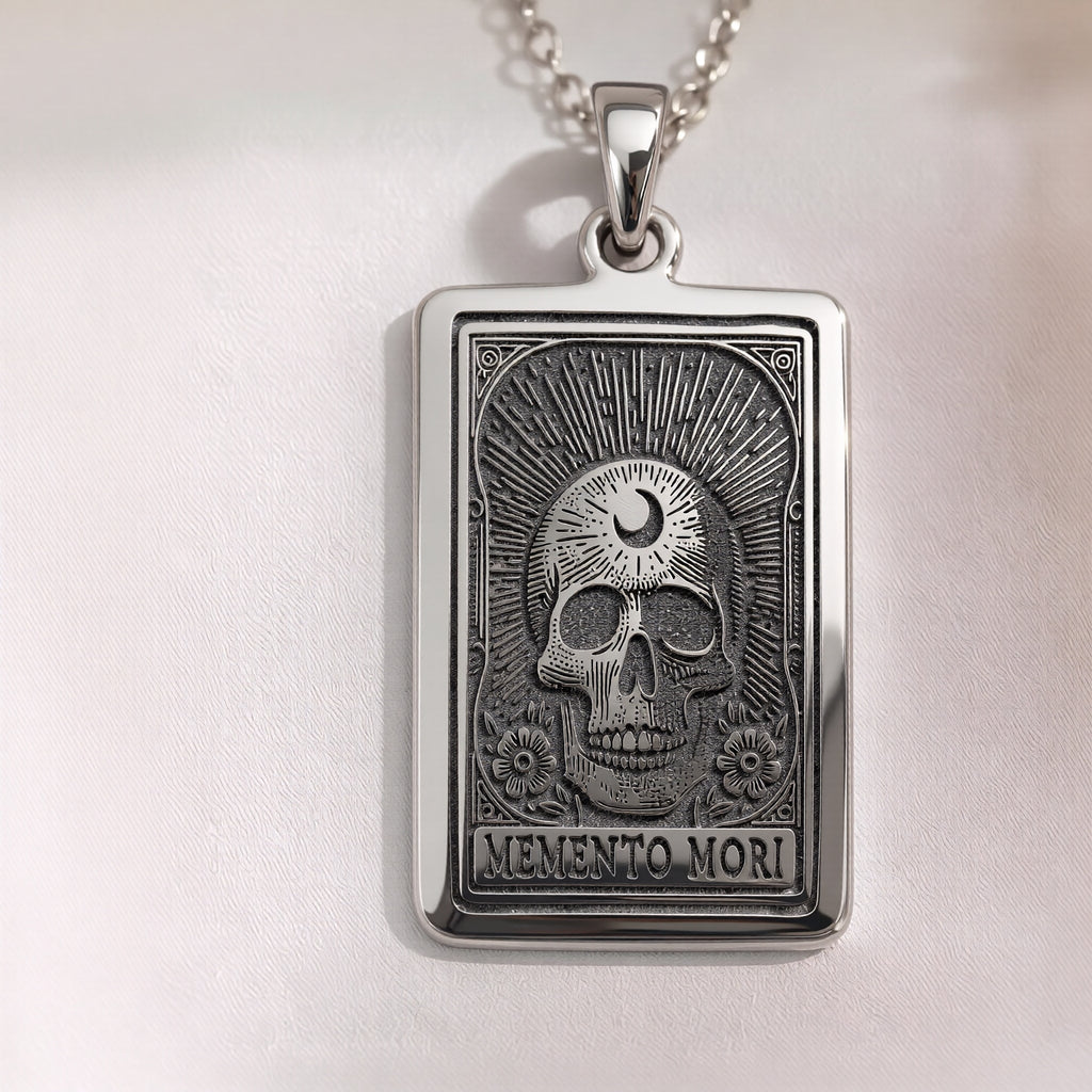 Memento Mori Skull Necklace | Silver & Plated Options - Gothic Style Memento Mori Amulet