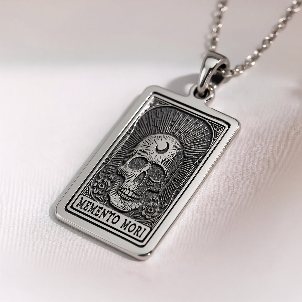 Memento Mori Skull Necklace | Silver & Plated Options - Gothic Style Memento Mori Amulet