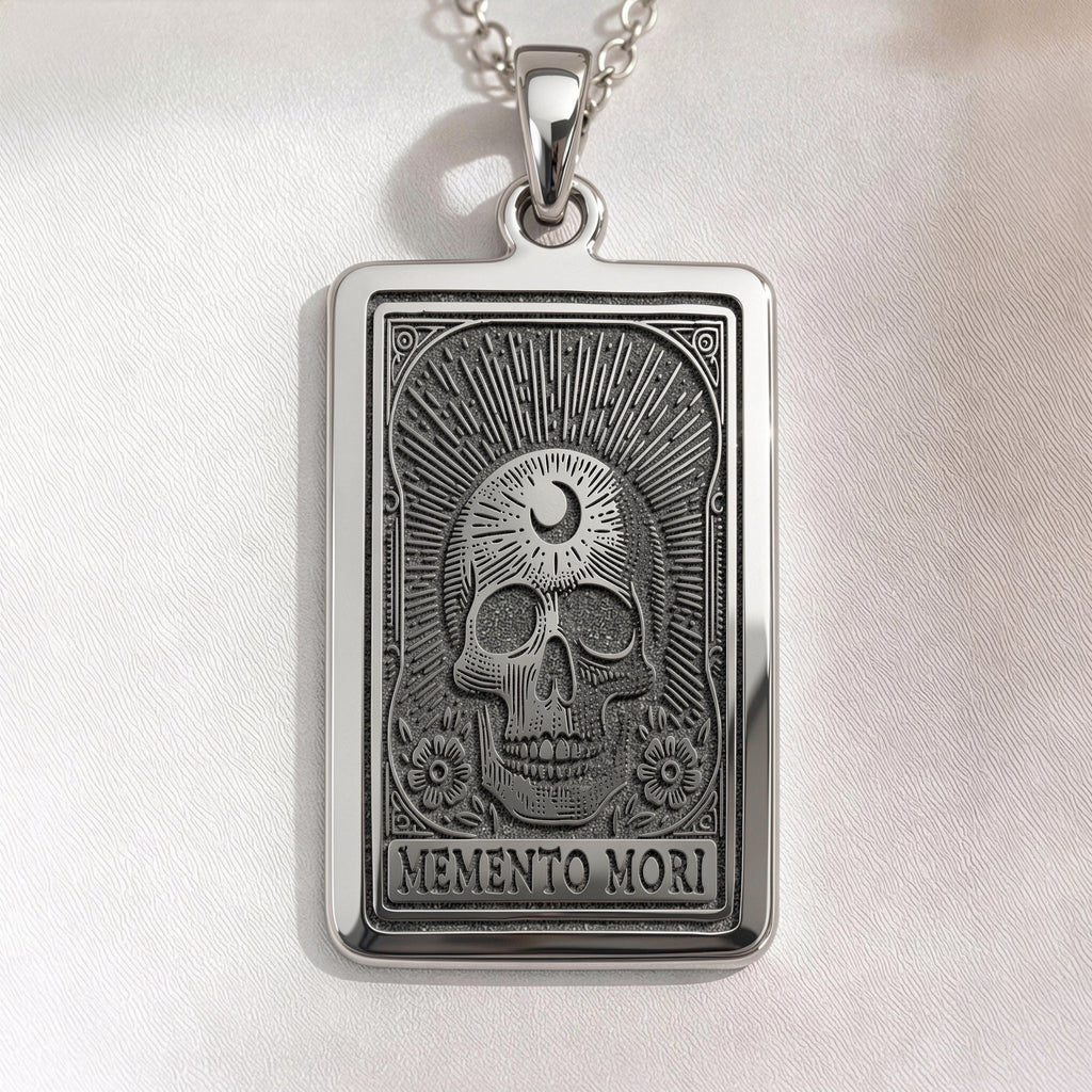 Memento Mori Skull Necklace | Silver & Plated Options - Gothic Style Memento Mori Amulet