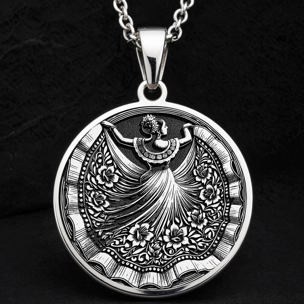 925 sterling silver Mexican Dancer pendant, detailed view 6.
