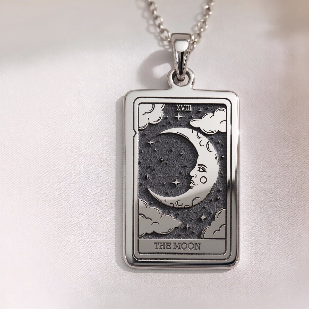 Moon Tarot Card Necklace | Silver & Plated Options - Occult Arcana Spiritual Protection