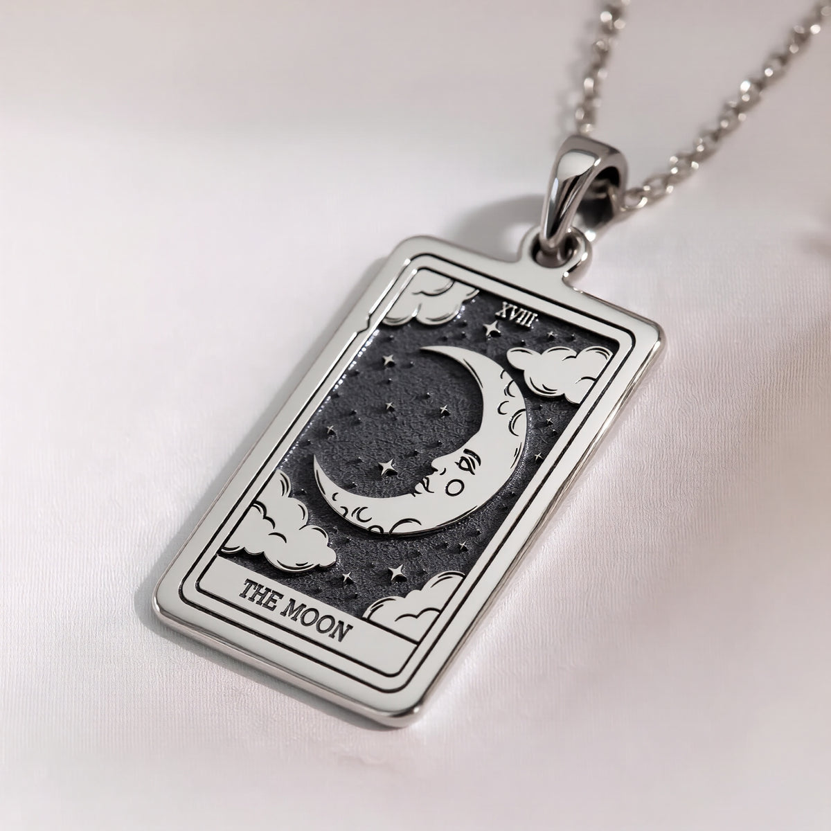 Moon Tarot Card Necklace | Silver & Plated Options - Occult Arcana Spiritual Protection