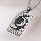 Moon Tarot Card Necklace | Silver & Plated Options - Occult Arcana Spiritual Protection