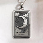 Moon Tarot Card Necklace | Silver & Plated Options - Occult Arcana Spiritual Protection