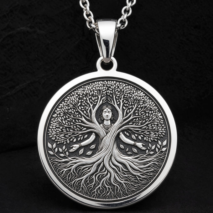 Sterling silver Tree of Life Roots & Branches Pendant: round  the Hindu deity Shiva as ...