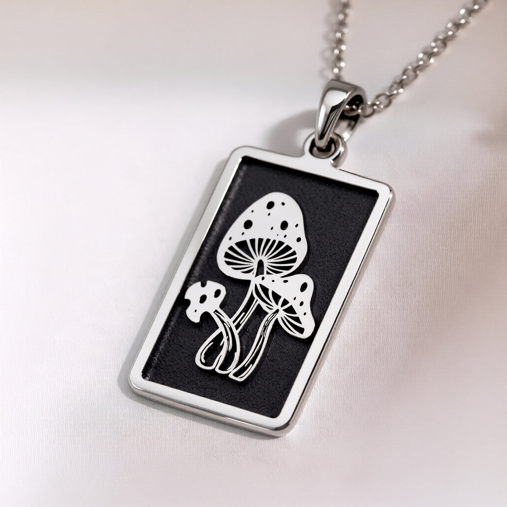Psychedelic Mushroom Amulet Necklace | Silver & Plated Options - Spiritual Journey Gift