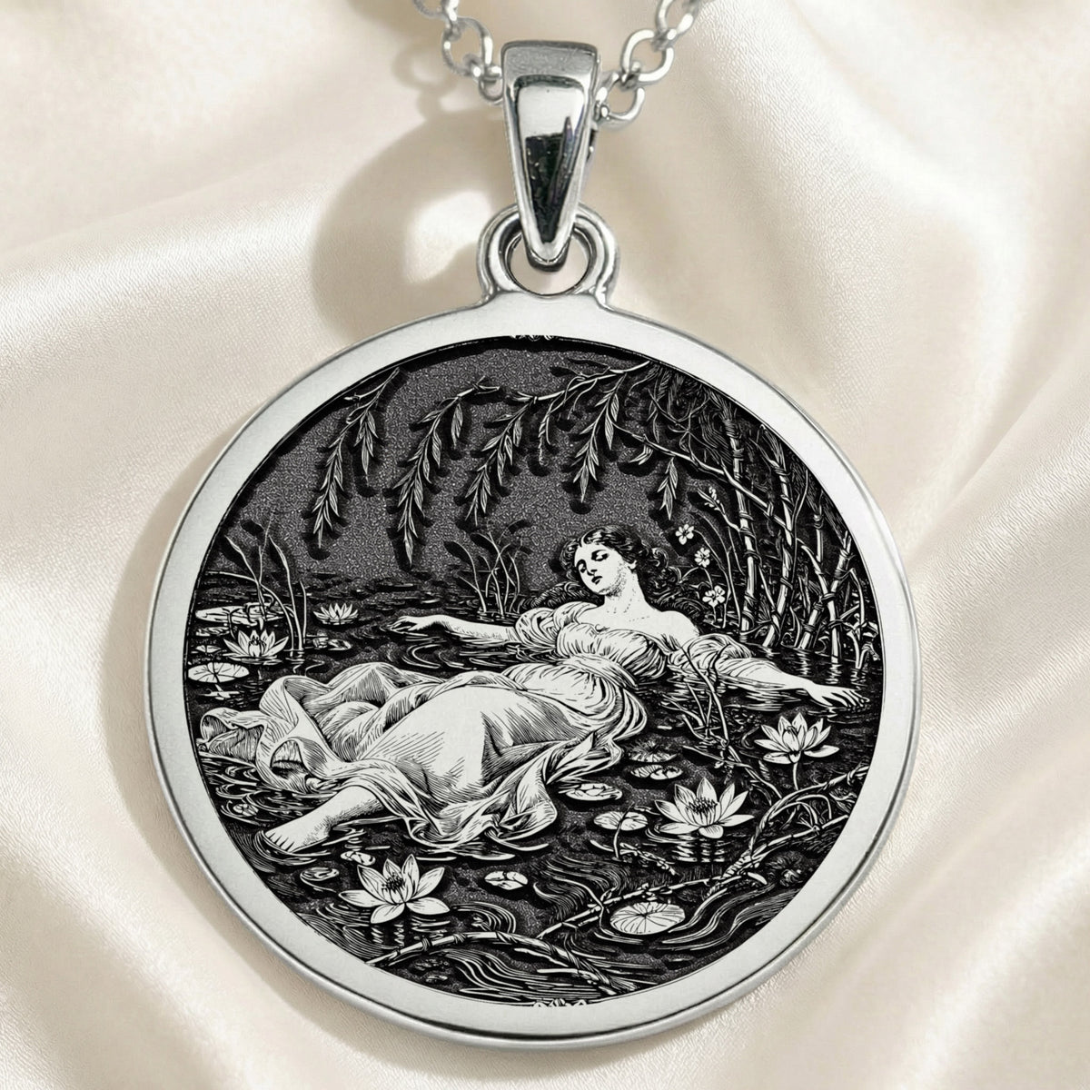 sterling silver necklace Ophelia Shakespeare Literary | & Options - Personalized Literary Gift